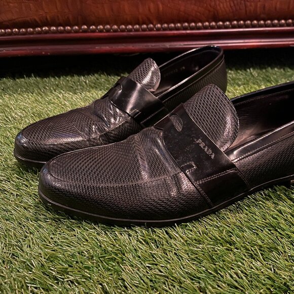 Prada textured leather loafers main image 4
